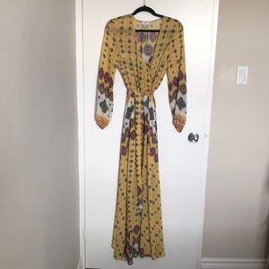 Boho Yellow Patterned Maxi Dress - Q+A - Medium